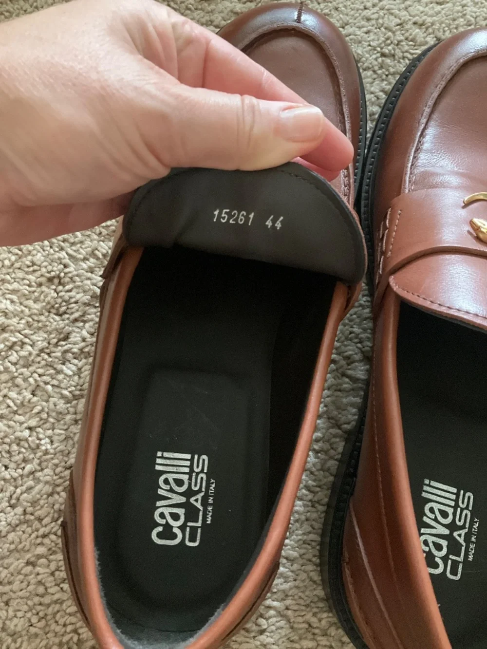 Roberto Cavalli Logo Bit Loafer in brown leather